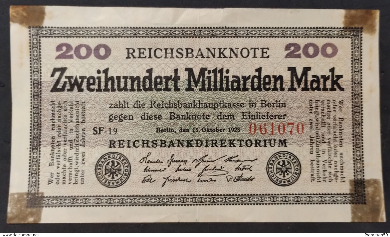 Alemania (Germany) – Billete Banknote De 200 Millones De Marks – 1923 - 200 Mrd. Mark