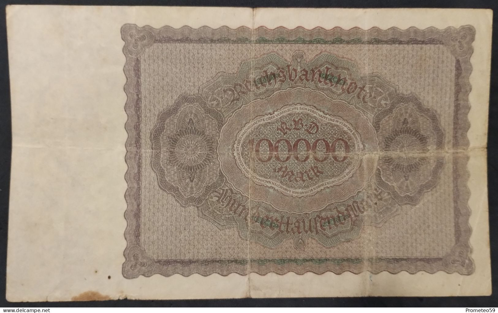 Alemania (Germany) – Billete Banknote De 100.000 Marks – 1923 – Dos Seriales - 100000 Mark