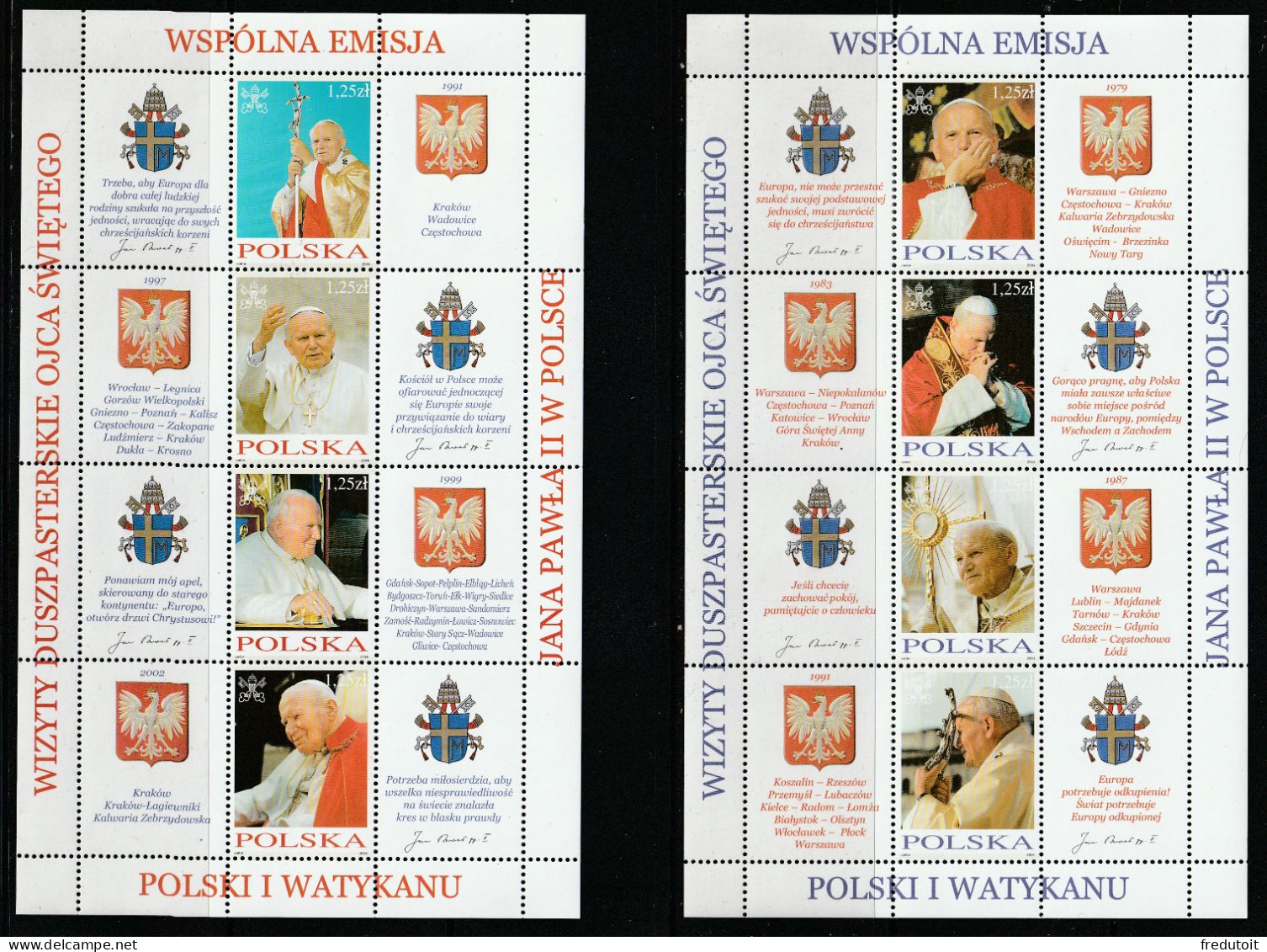 POLOGNE - N°3860/7 ** (2004) Le Pape Jean-Paul II - Neufs