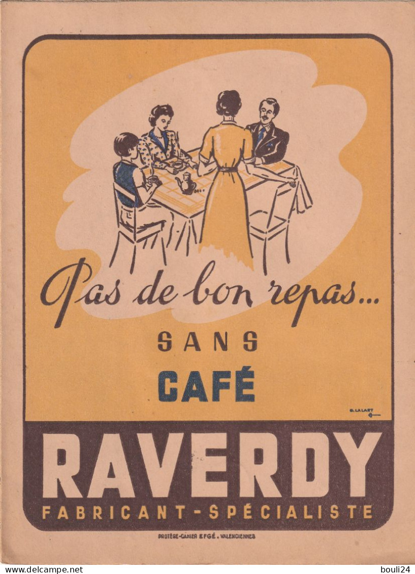 PROTEGE CAHIER ANCIEN CAFE  RAVERDY      VOIR VERSO - Protège-cahiers