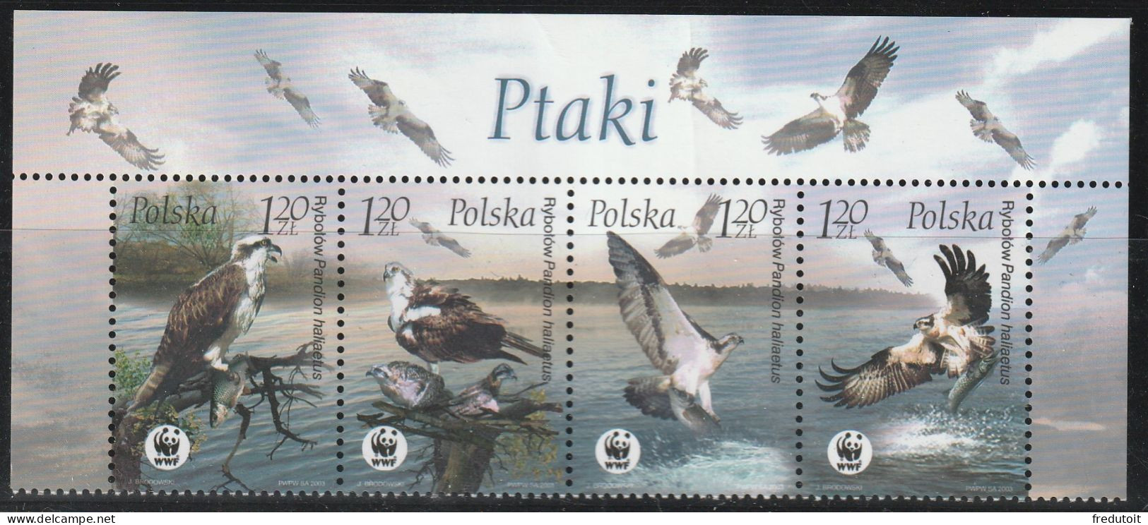 POLOGNE - N°3830/3 ** (2003) Oiseaux Rapaces - Unused Stamps