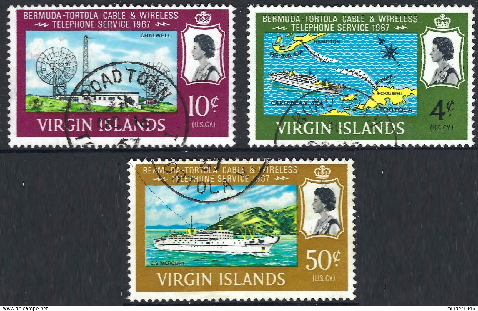 BRITISH VIRGIN ISLANDS 1967 QEII Multicoloured, Cable And Wireless Set SG217-219 FU - British Virgin Islands