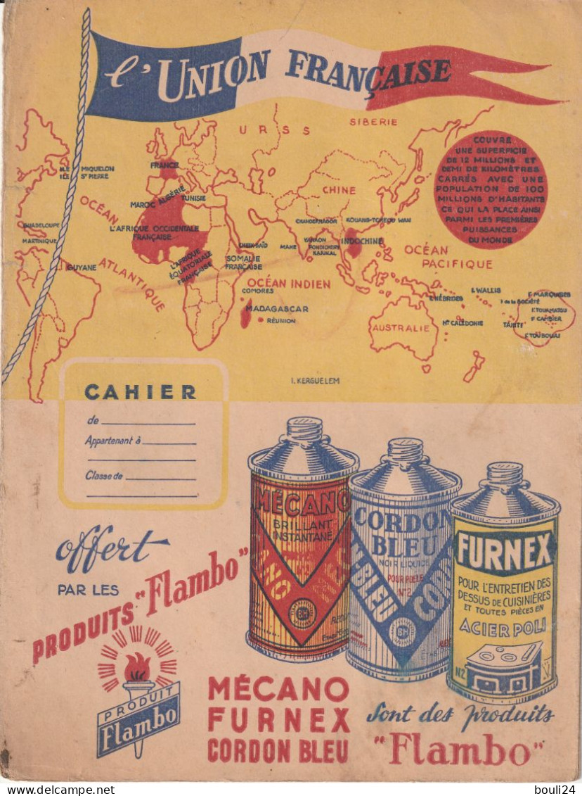 PROTEGE CAHIER ANCIEN  PRODUITS FLAMBO      VOIR VERSO - Book Covers