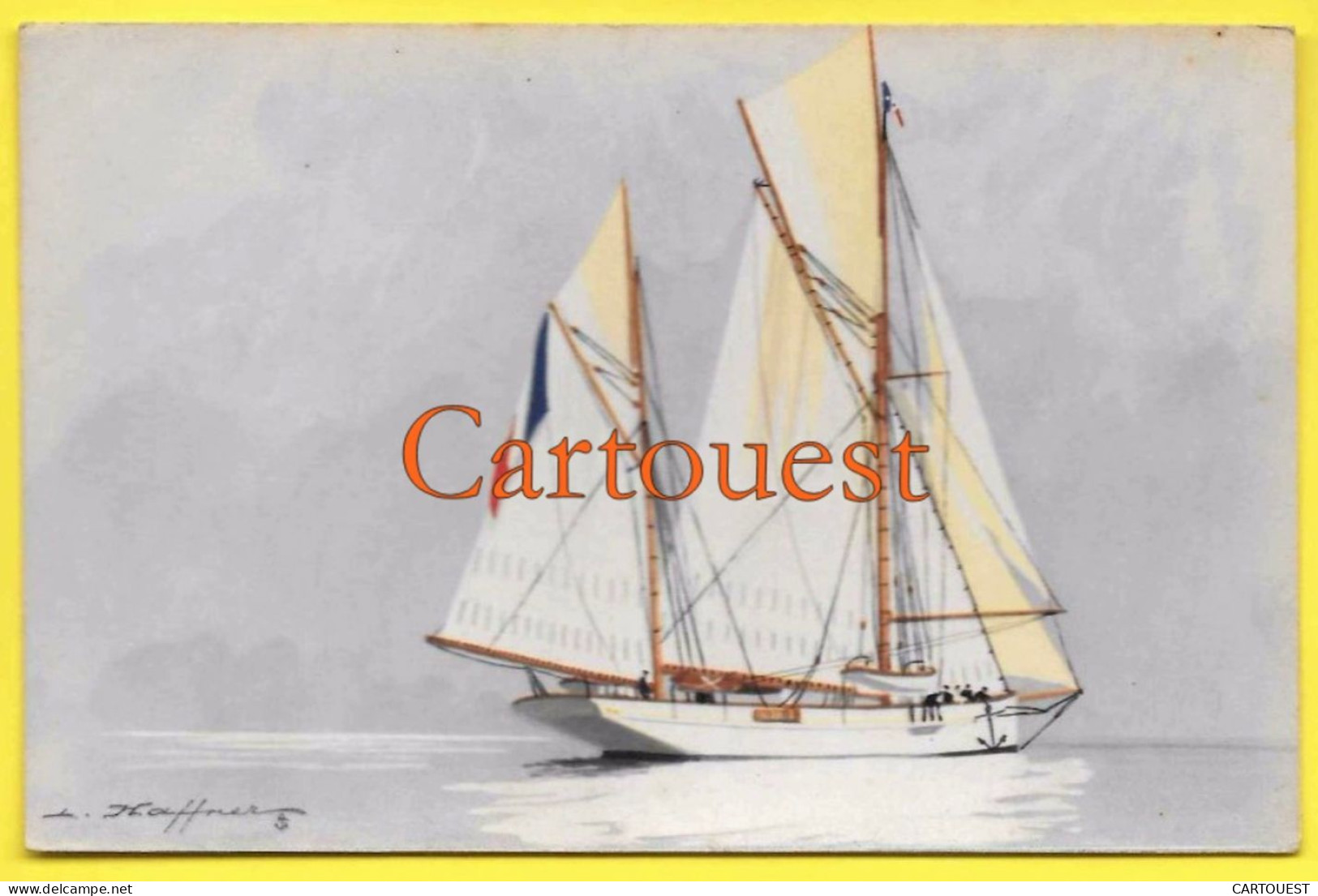 HAFFNER - YACHT " ENCALMINE "  MARINE BATEAUX REHAUT GOUACHE - Haffner