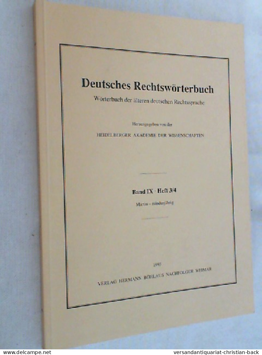 Deutsches Rechtswörterbuch - Band IX Heft 3/4 - Rechten