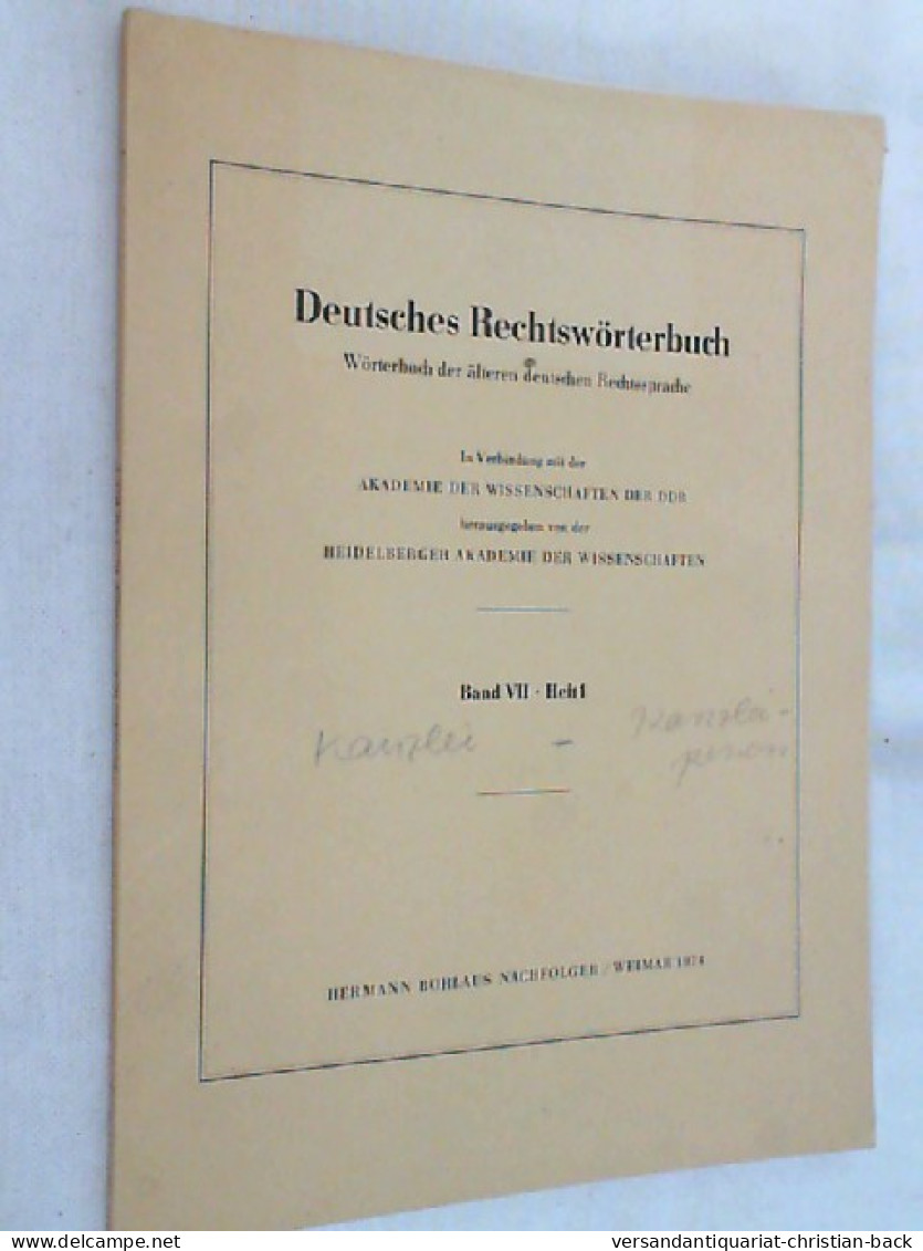 Deutsches Rechtswörterbuch ; Band VII, Heft 1 - Diritto