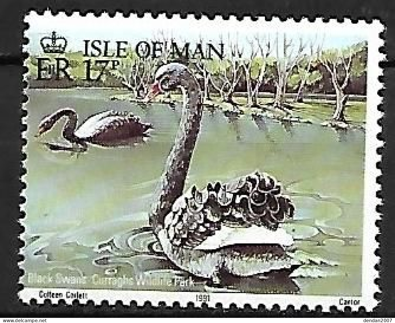 Isle Of Man - MNH ** 1991 :  Black Swan  -  Cygnus Atratus - Cisnes