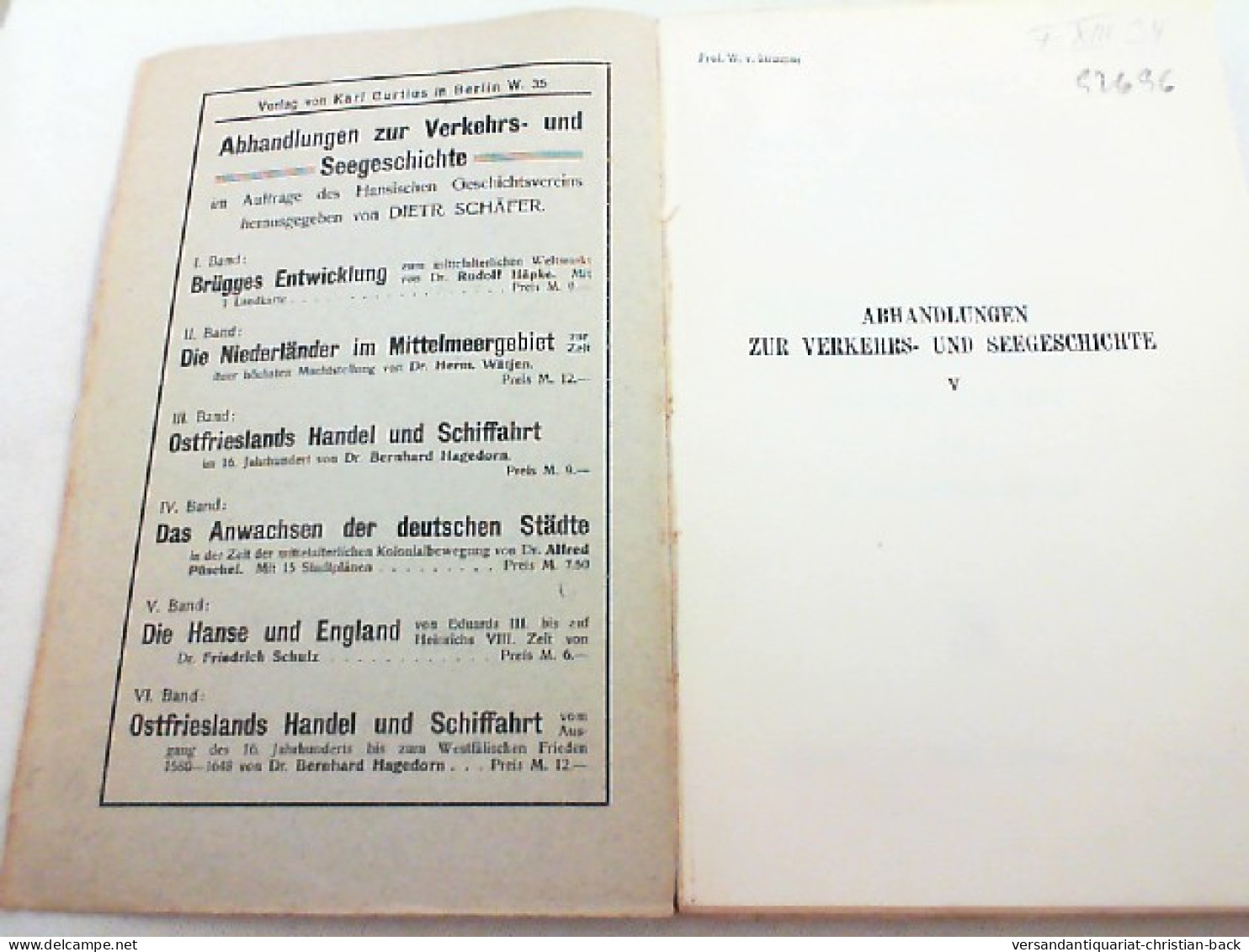 Die Hanse Und England : Von Eduards II. Bis Auf Heinrichs VIII. Zeit. - Verkehr