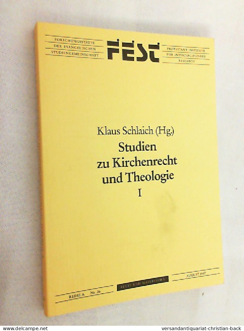 Studien Zu Kirchenrecht Und Theologie (Texte Und Materialien Der Forschungsstätte Der Evangelischen Studienge - Sonstige & Ohne Zuordnung