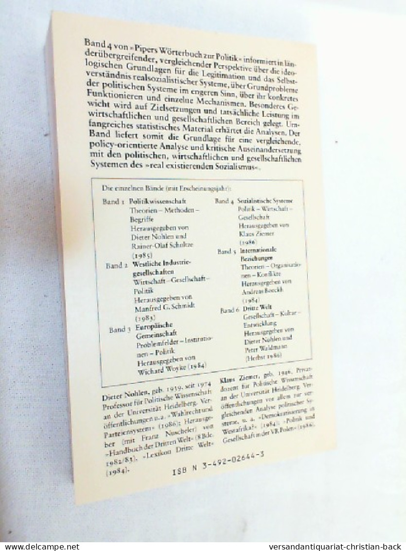 Pipers Wörterbuch Zur Politik; Teil: 4., Sozialistische Systeme : Politik, Wirtschaft, Gesellschaft. - Dictionaries