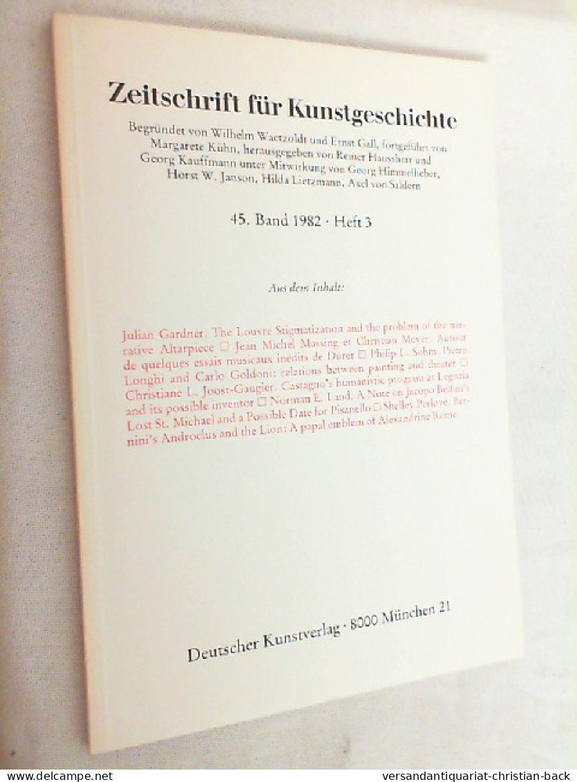 Zeitschrift Für Kunstgeschichte; 45. Band 1982, Heft 3 - Arte