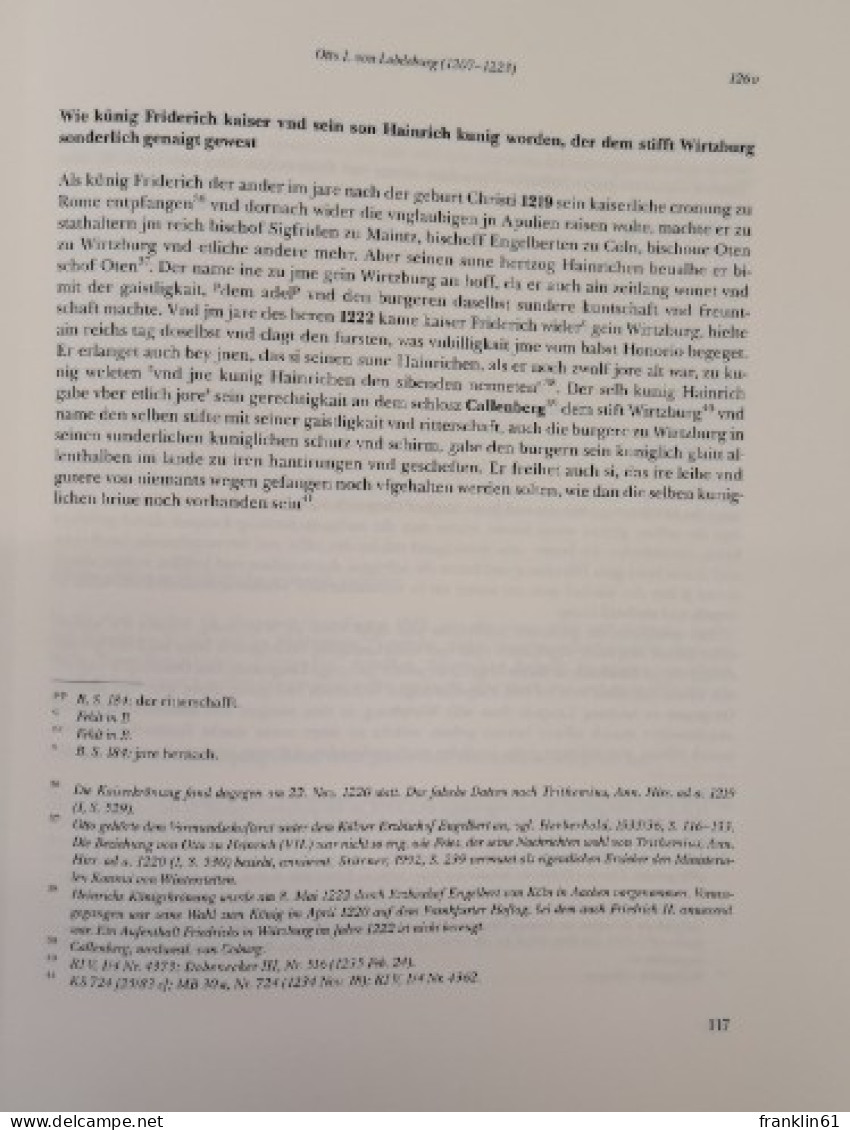 Lorenz Fries. Chronik der Bischöfe von Würzburg 742 - 1495. Band II.. Von Embricho bis Albrecht III. von Hes