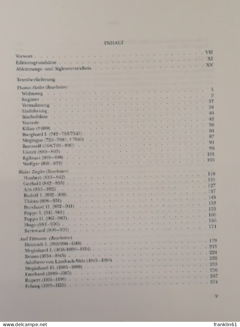 Lorenz Fries. Chronik Der Bischöfe Von Würzburg 742 - 1495. Band I., Von Den Anfängen Bis Rugger 1125. - Otros & Sin Clasificación