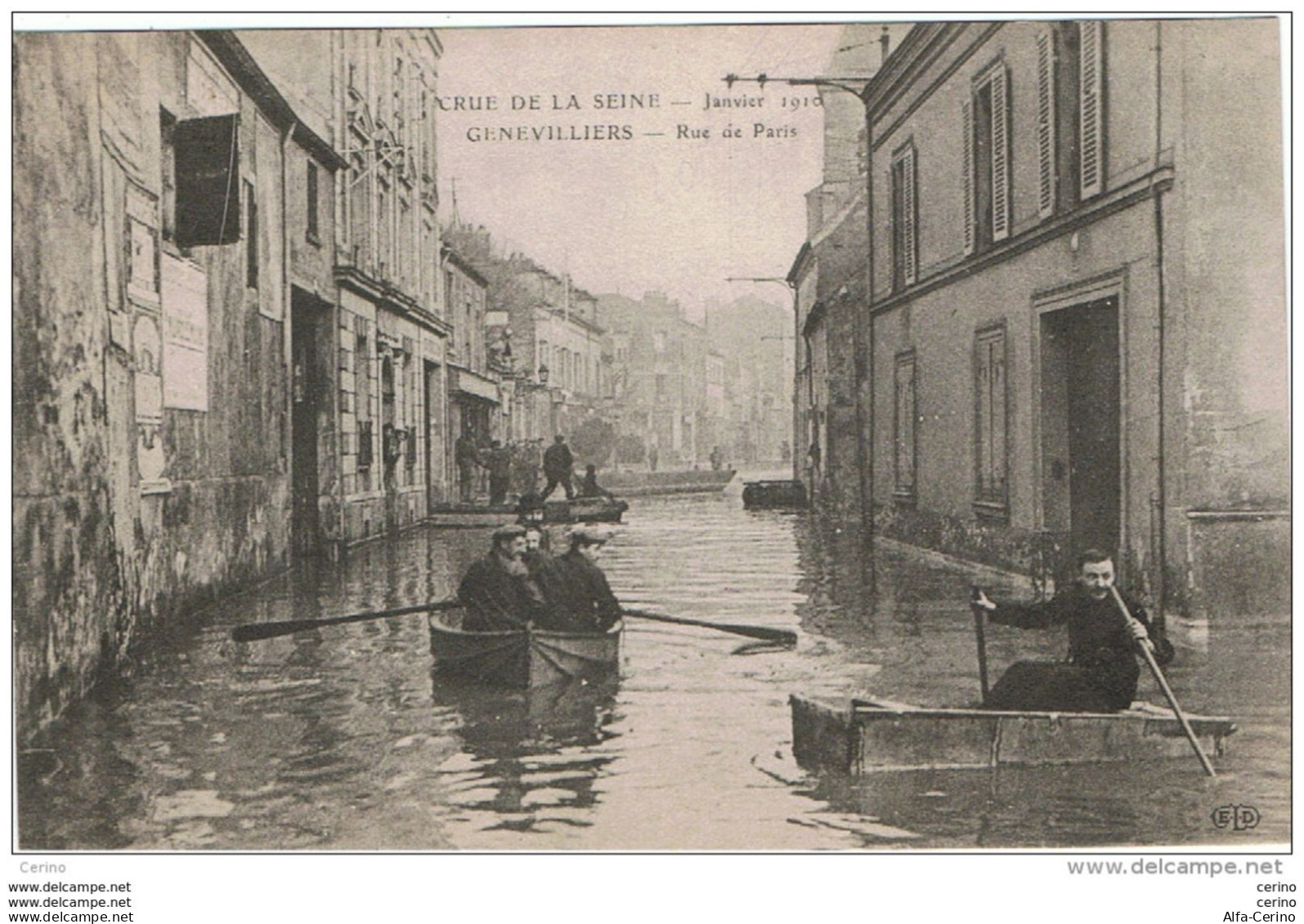 GENEVILLIERS:  RUE  DE  PARIS  -  CRUE  DE  LA  SEINE  -  JANVIER  1910  -  PHOTO  -  FP - Überschwemmungen