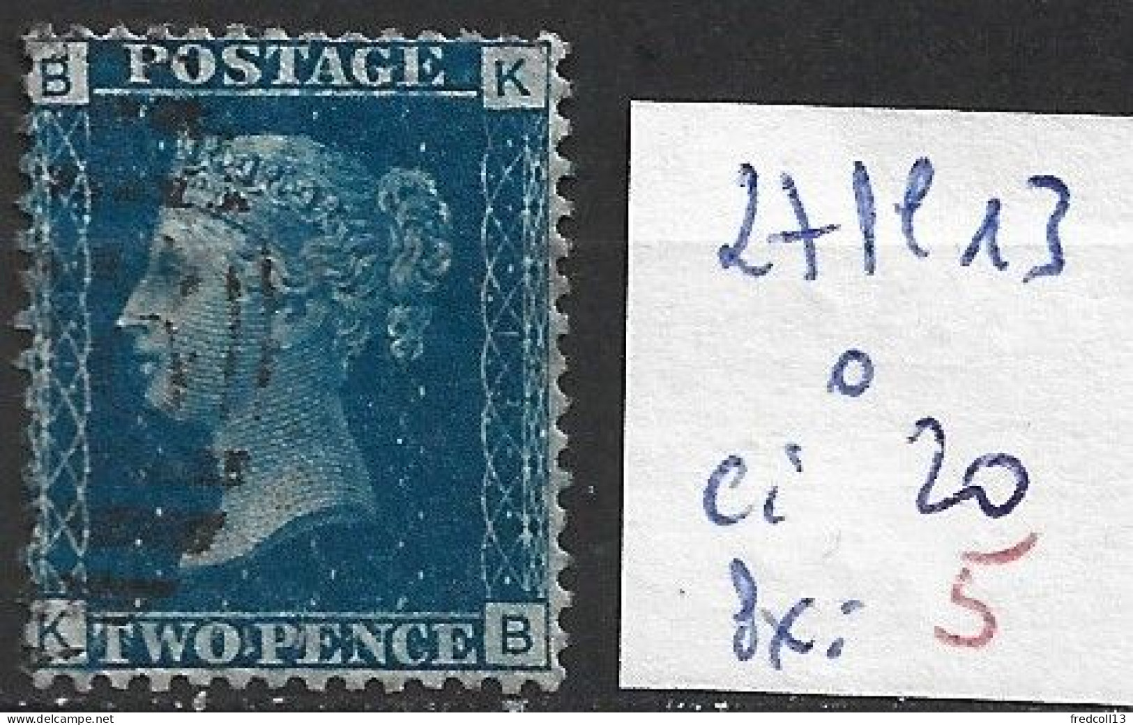 GRANDE-BRETAGNE 27 Planche 13 Oblitéré  Côte 20 € - Used Stamps