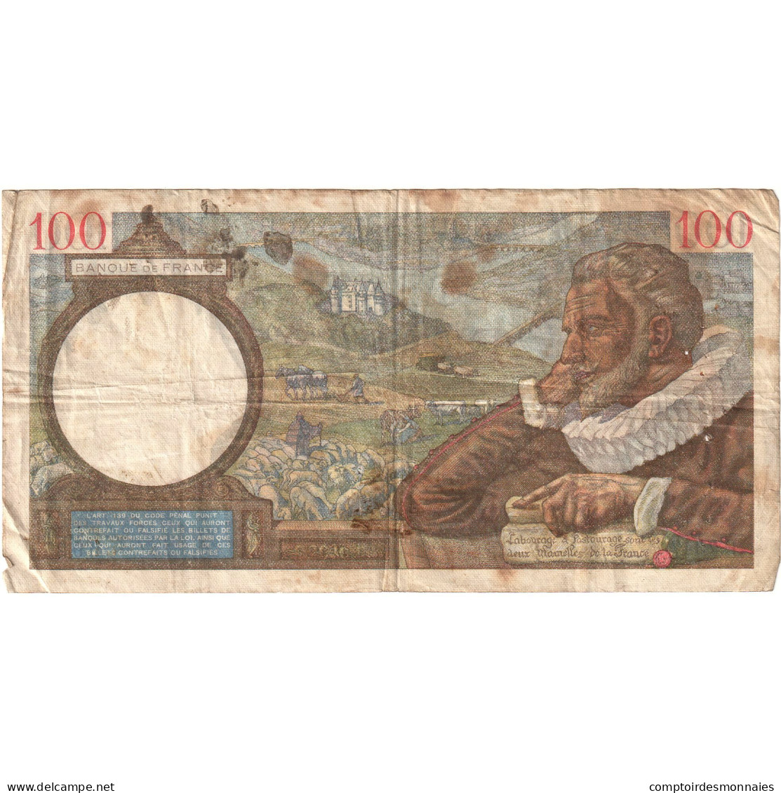 France, 100 Francs, Sully, 1940, P.7347 592, B, Fayette:26.52, KM:94 - 100 F 1939-1942 ''Sully''