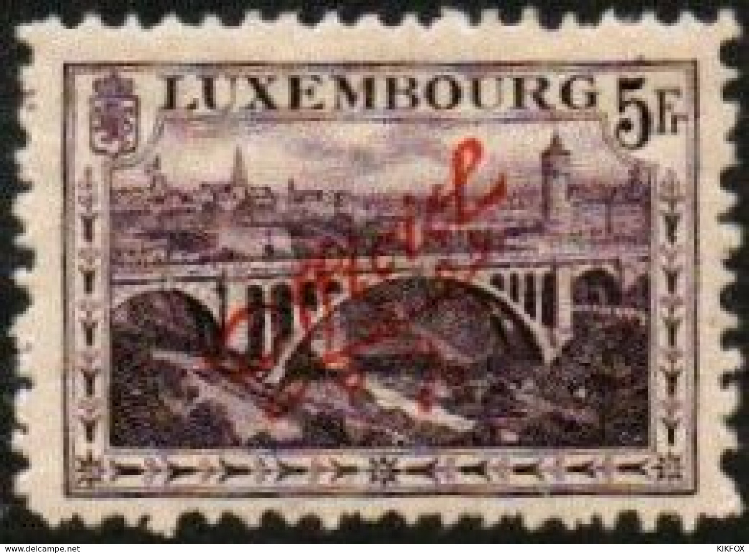 Luxembourg , Luxemburg ,MI 127, FREIMARKE, LANDSCHAFTEN ROTER AUFDRUCK, UNGEBRAUCHT, CHARNIERES - Oficiales