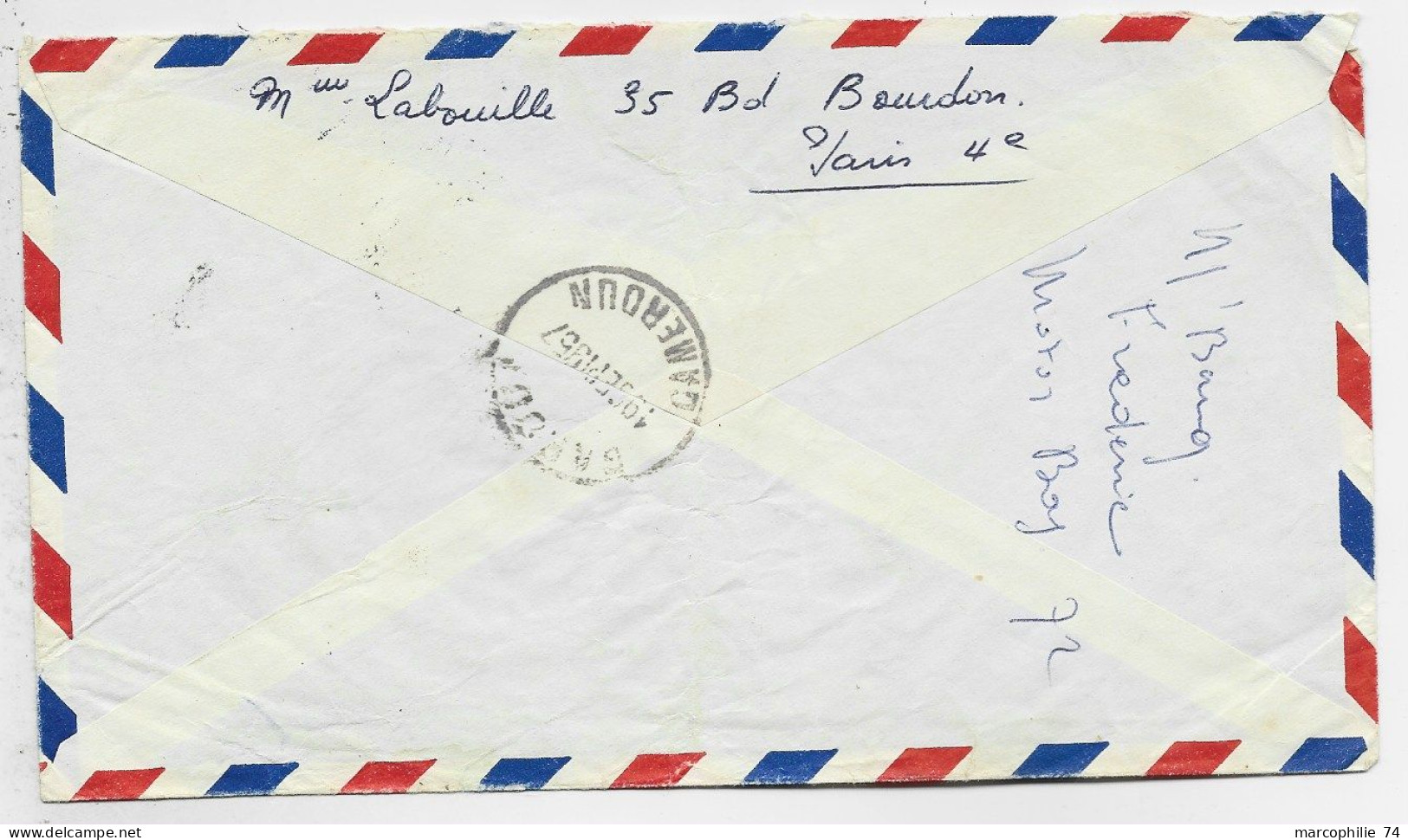 MULLER 20FR SEUL LETTRE AVION PARIS 21 17.9.1957 POUR GAROUA CAMEROUN - 1955-1961 Maríanne De Muller