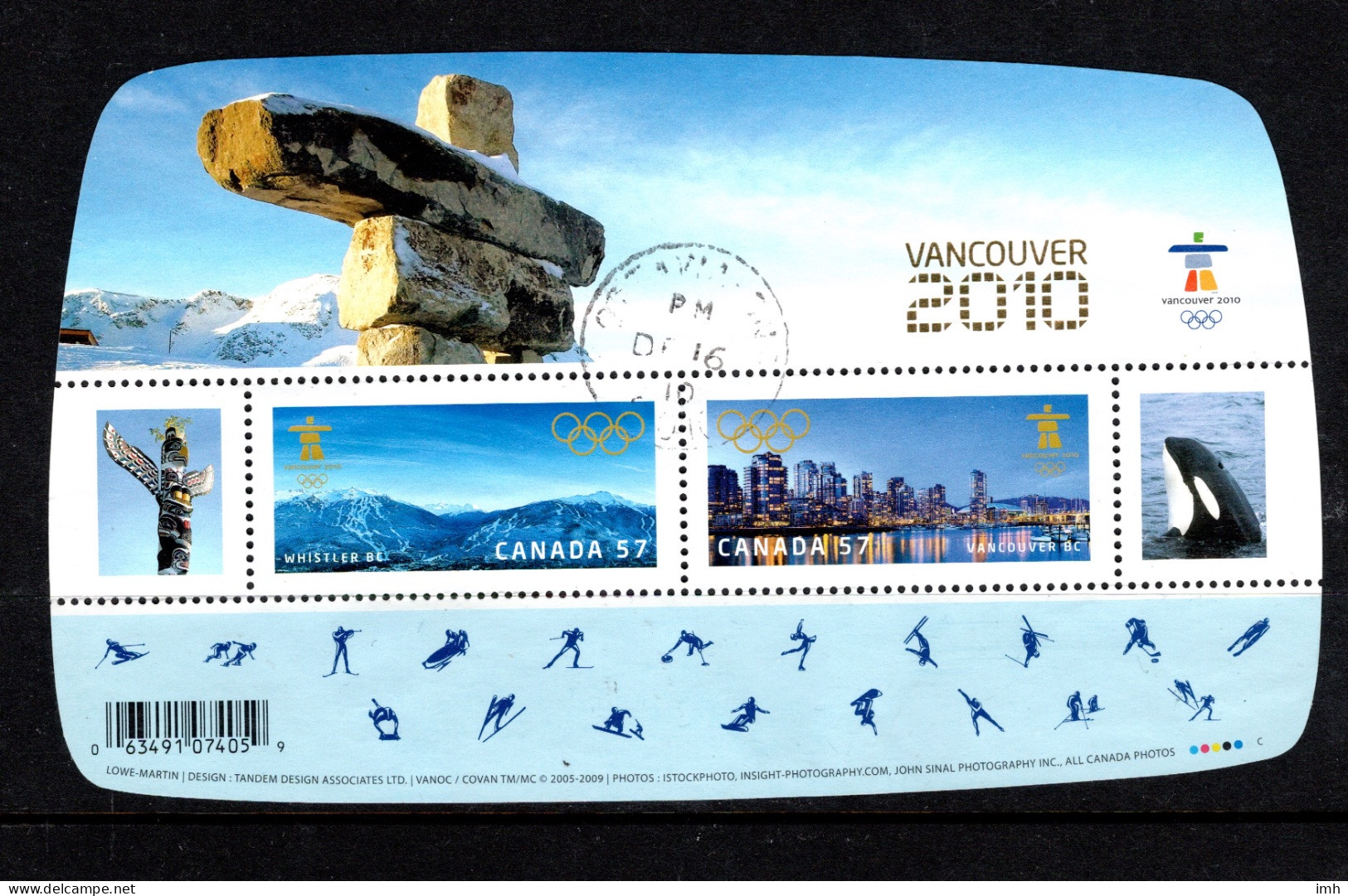 CANADA 2010 Vancouver Overprint On Winter Olympics  Miniature Sheet VFU Sc 2266c - Oblitérés
