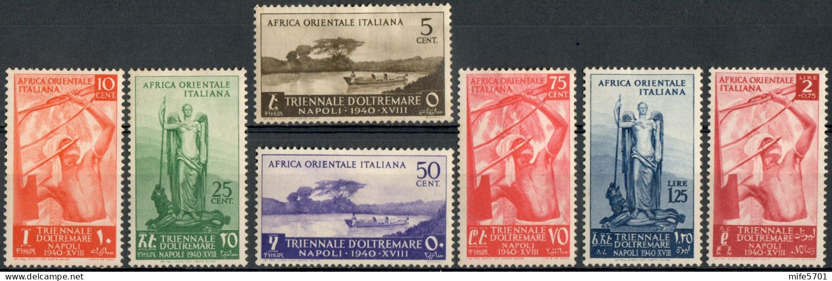 REGNO AFRICA ORIENTALE ITALIANA 1940 A.O.I. 11 MOSTRA TRIENNALE D'OLTREMARE NUOVI CON LINGUELLA MLH SASSONE 27/33 - Africa Oriental Italiana