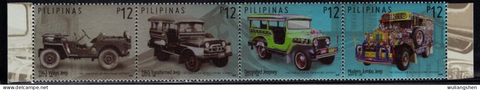 XK0239 Philippines 2017 Vintage Car Jeep Ni And Other 4V MNH - Philippines