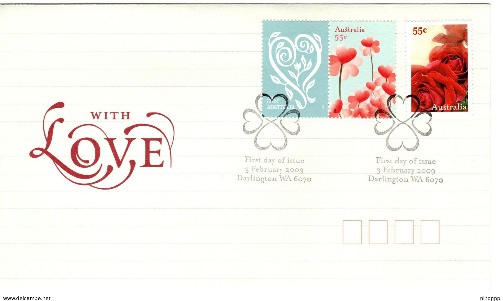 Australia 2009 With Love ,FDI - Postmark Collection