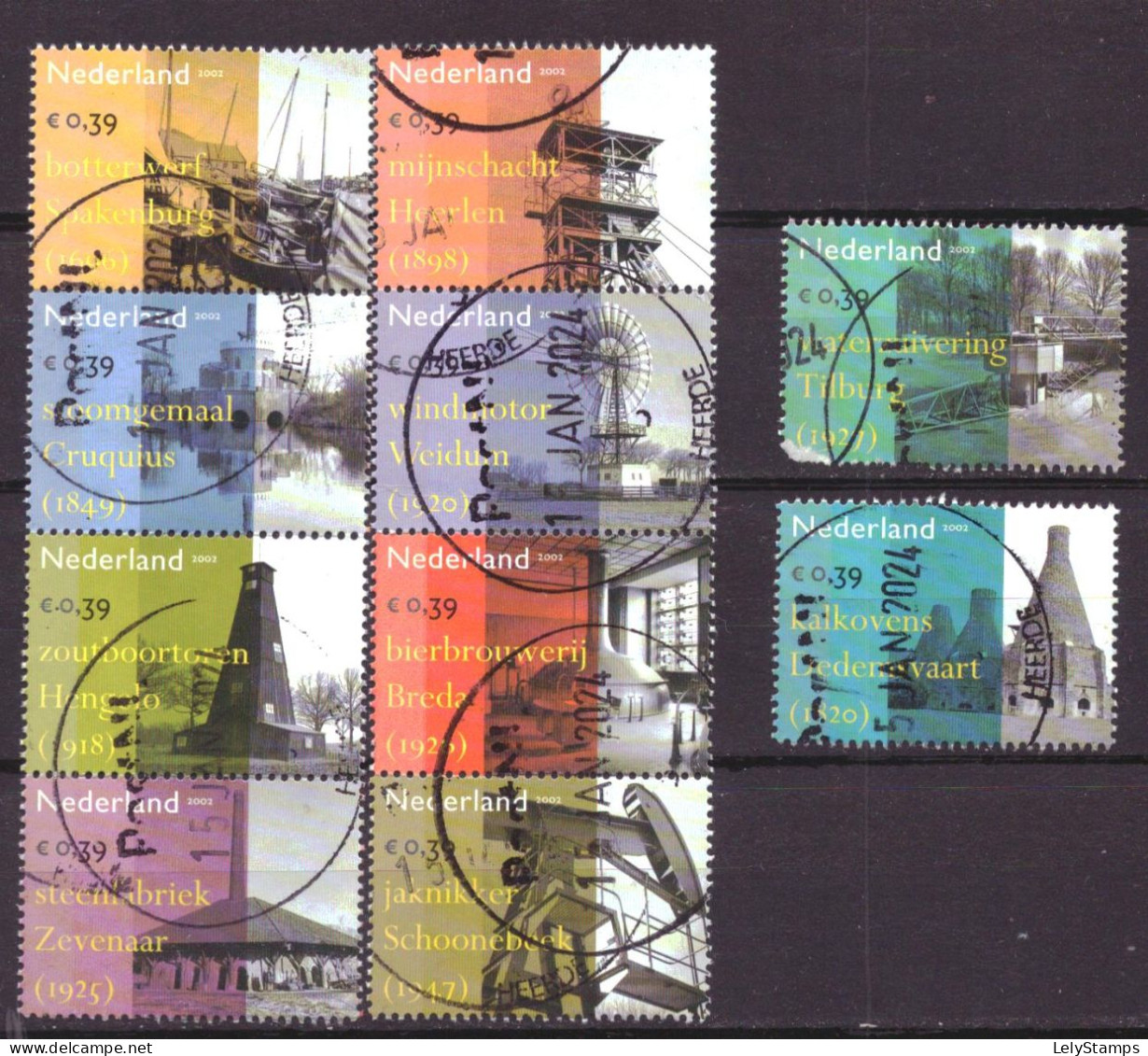 Nederland / Niederlande / Pays Bas / Netherlands 2104 T/m 2113 Used Industrial Heritage (2002) - Usati