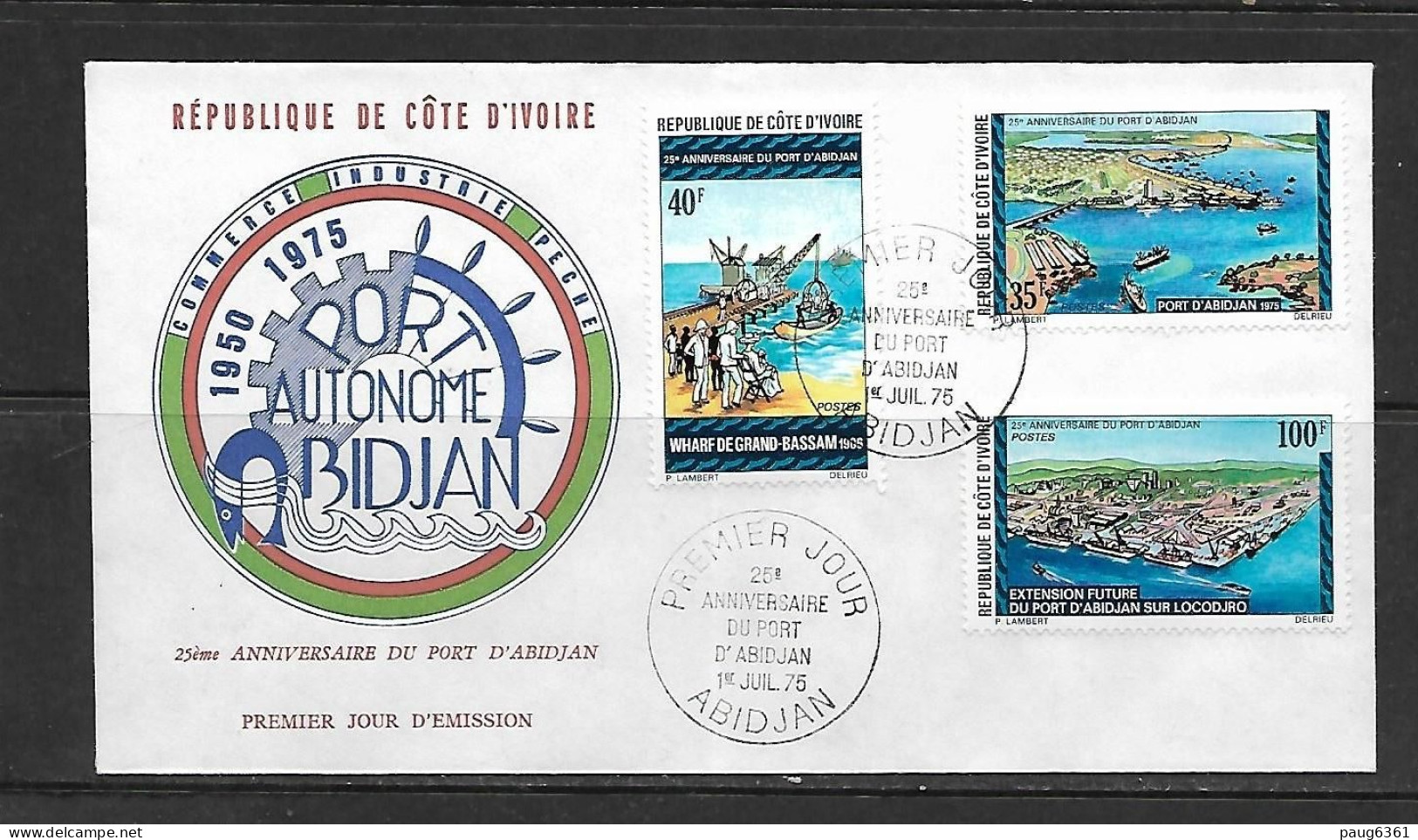 COTE D'IVOIRE 1975 FDC  PORT D'ABIDJAN   YVERT N°B5 - Maritime