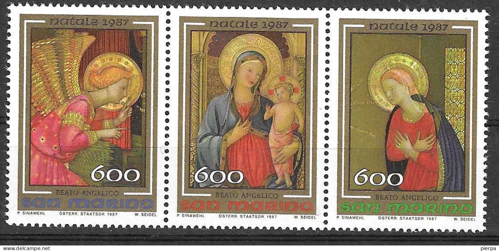 SAN MARINO - 1987 - NATALE - BEATO ANGELICO - TRITTICO  NUOVO MNH** ( YVERT 1171\3 - MICHEL 1377\9 - SS 1218\9) - Unused Stamps