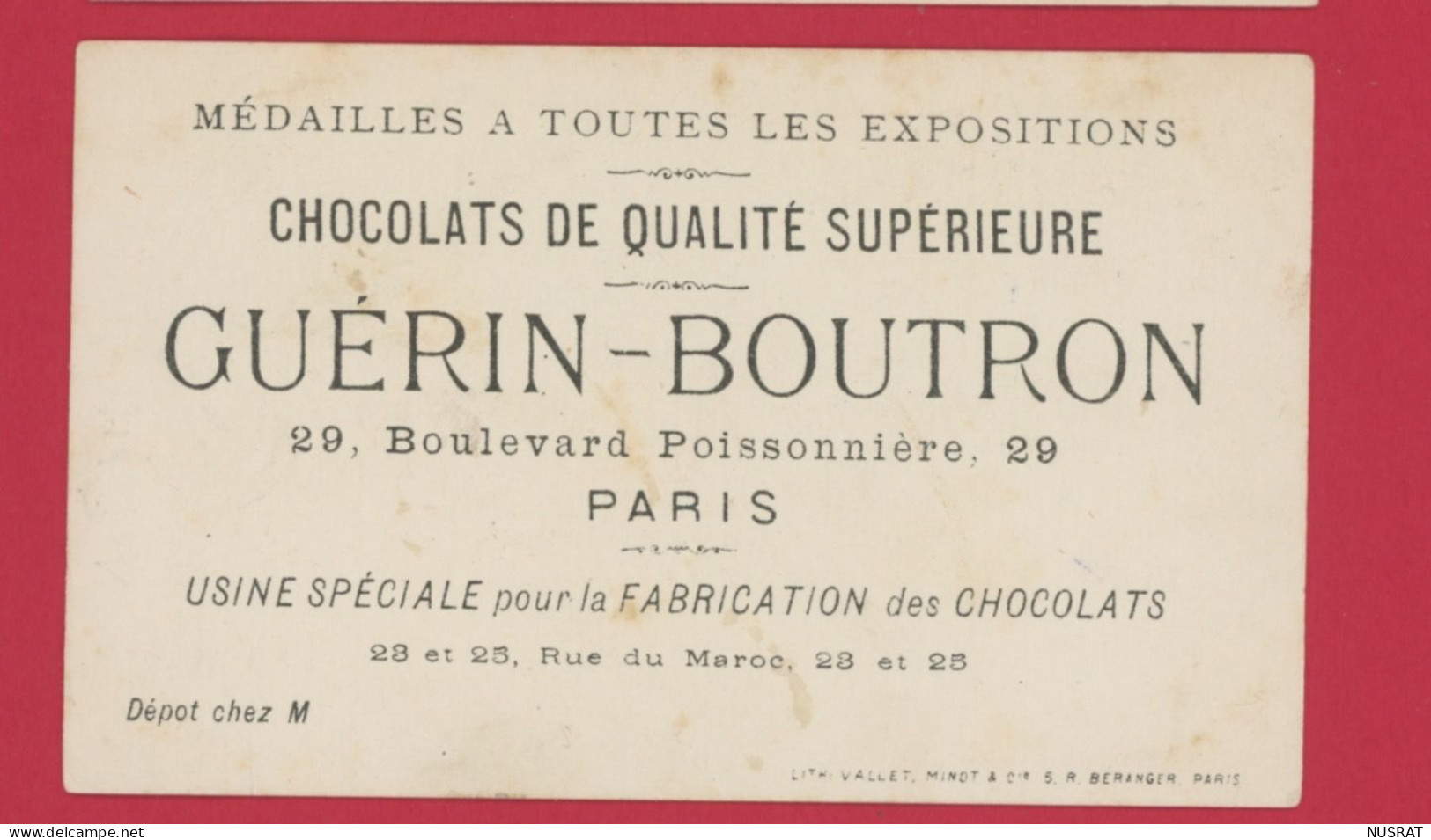 Chocolat Guérin Boutron, Jolie Chromo Lith. J. Minot, Fillettes, Il était Une Fois - Guerin Boutron