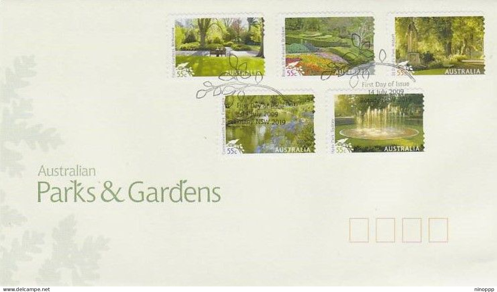 Australia 2009 Parks & Gardens Self Adhesive FDC - Postmark Collection