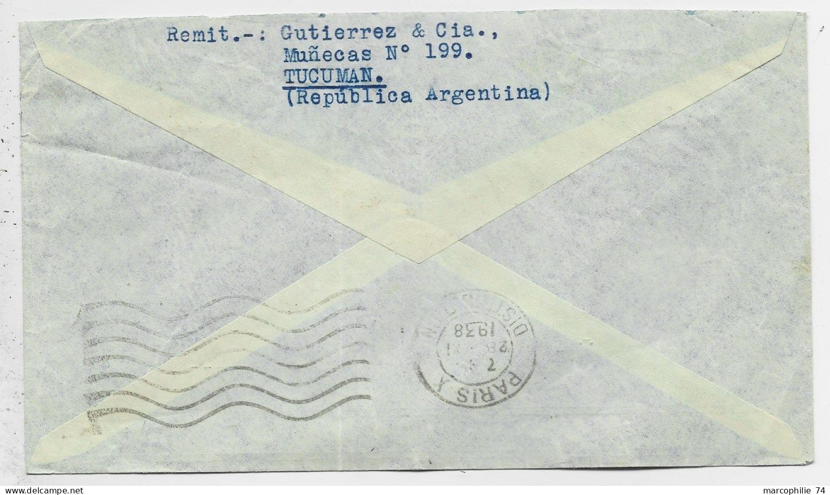 ARGENTINA DIVERS LETTRE COVER POR AVION VIA CONDOR 1938 TO FRANCE - Lettres & Documents