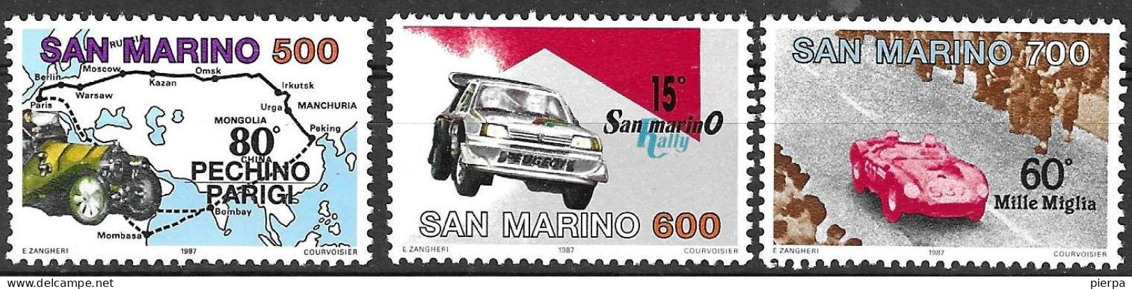 SAN MARINO - 1987 - CORSE AUTOMOBILISTICHE - SERIE 3 VALORI -  NUOVO MNH** ( YVERT 1150\2 - MICHEL 1356\8 - SS 1197\9) - Neufs