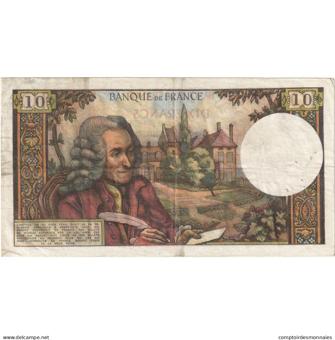 France, 10 Francs, N.933 07200, TTB+, Fayette:62.60, KM:147d - 10 F 1963-1973 ''Voltaire''