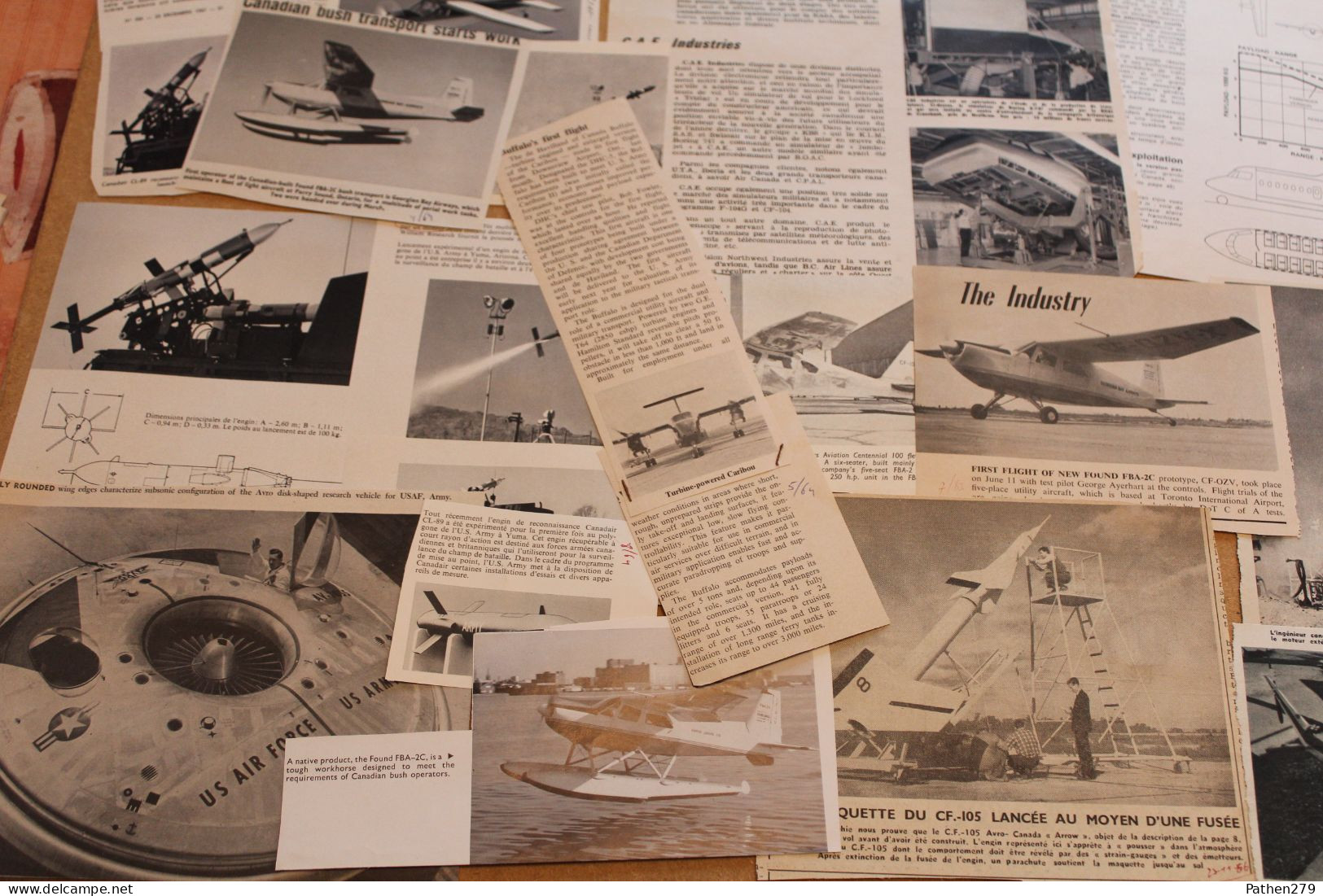 Lot De 92 G D'anciennes Coupures De Presse Diverses Sur L'aéronautique Canadienne Des Années 1960 - Aviazione