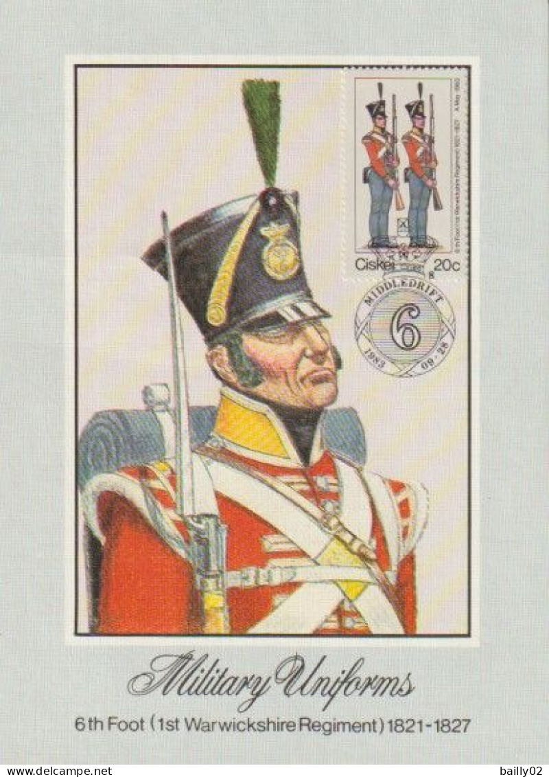 Série De 5 Cartes 1er Jour Uniformes Militaires - Ciskei