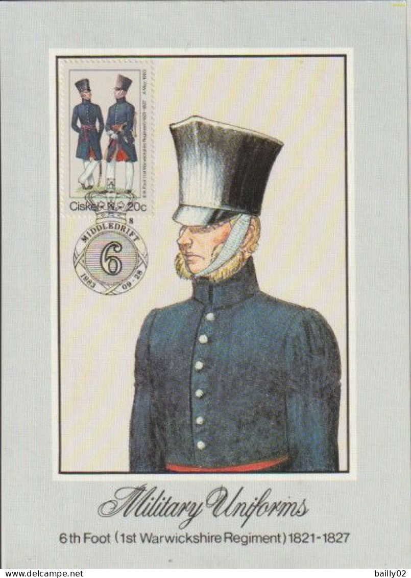 Série De 5 Cartes 1er Jour Uniformes Militaires - Ciskei