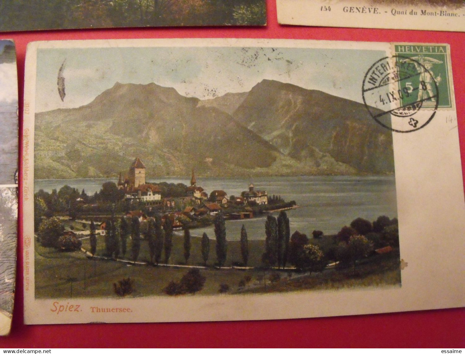 lot de 8 cartes postales. Suisse. Rheinfall Spiez Genève Zurich Lac Léman Lausanne Ouchy Luzern