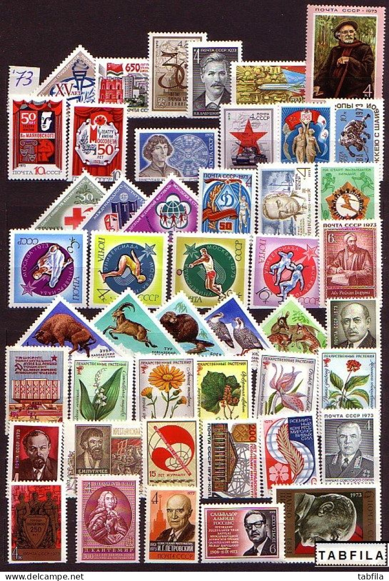 RUSSIA - 1973 - Full Yeari - Incomplet - 46 St. & 8 S/S MNH - Ganze Jahrgänge