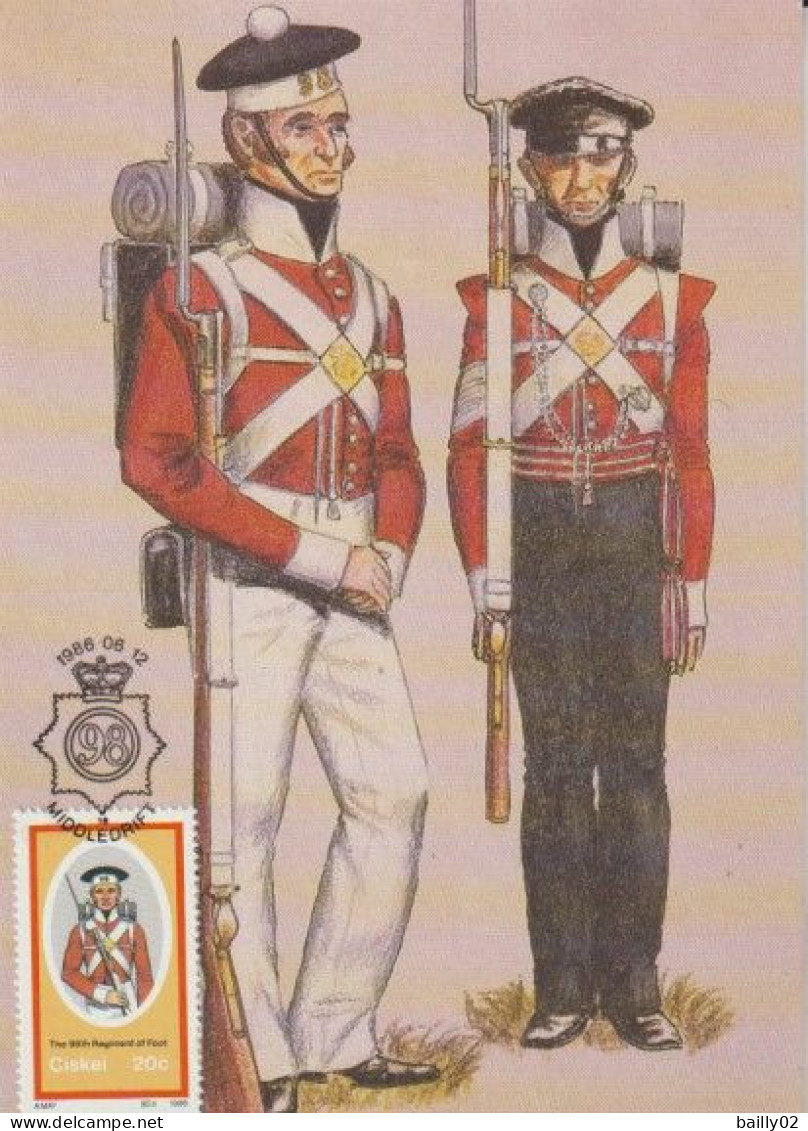 Série De 4 Cartes 1er Jour Uniformes Militaires - Ciskei