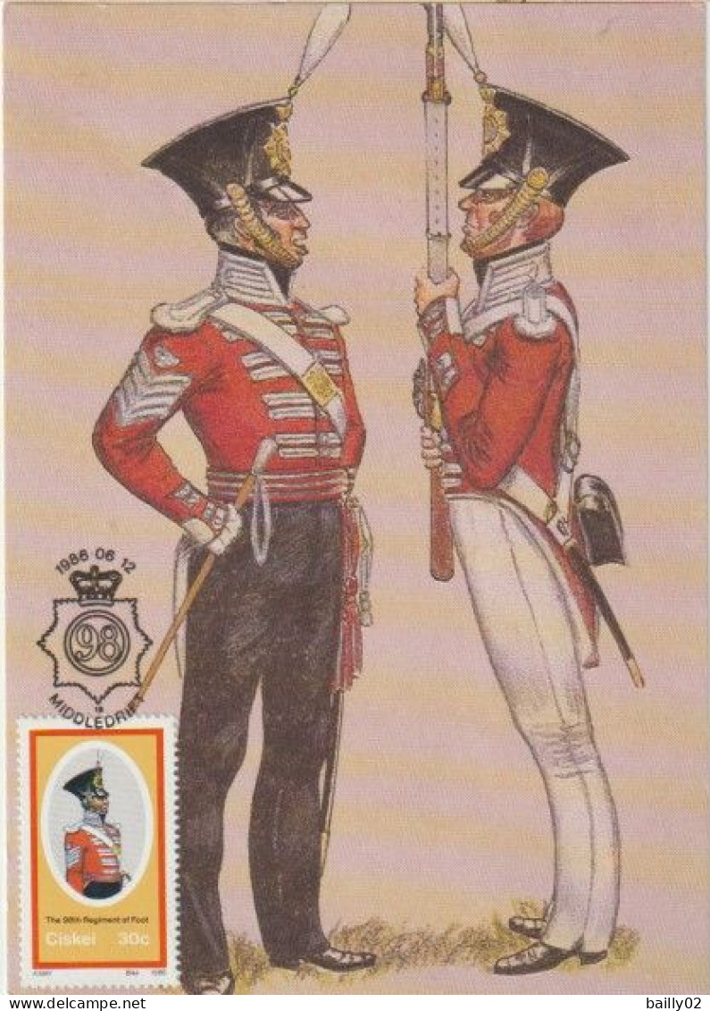 Série De 4 Cartes 1er Jour Uniformes Militaires - Ciskei