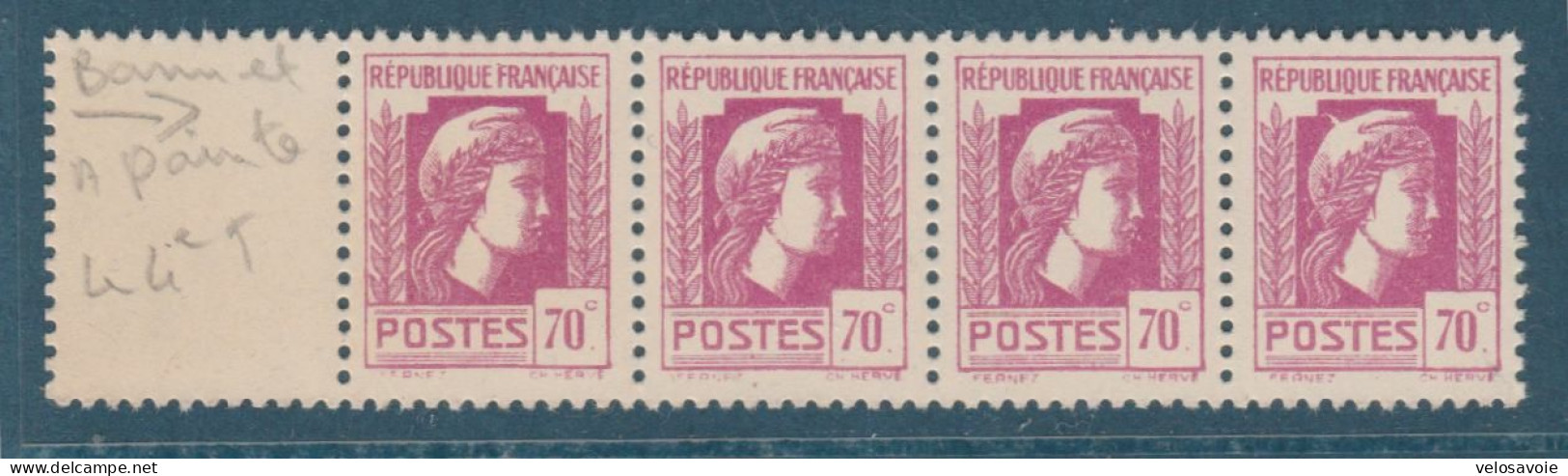 N° 635a BONNET A POINTE DANS BANDE 4 ** - Unused Stamps
