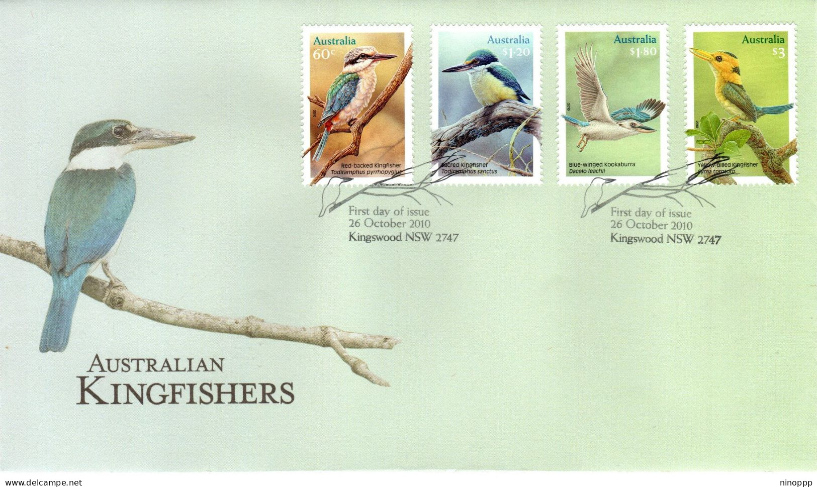 Australia 2010  Australian Kingfishers,First Day Cover - Marcofilie