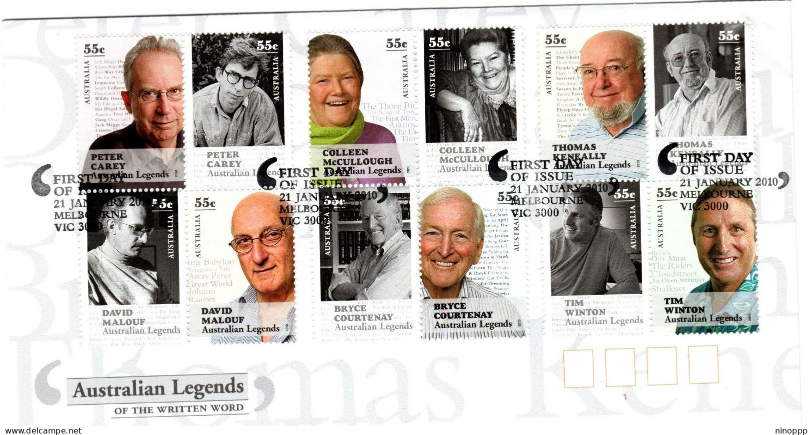 Australia 2010  Australian Legends,First Day Cover - Postmark Collection