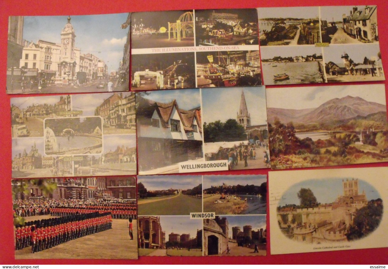 Lot De 9 Cartes Postales. Royaume-Uni. Warsash Brighton Achray Wellingborough Wokingham Windsor London - Collections & Lots