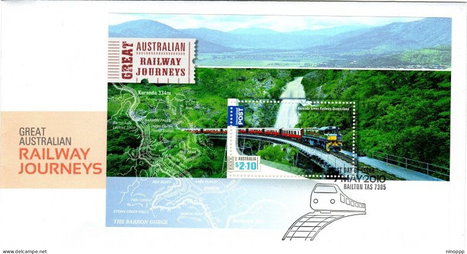 Australia 2010 Railway Journeys Miniature Sheet FDC - Postmark Collection