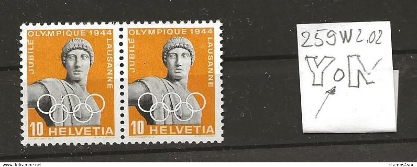 400 - 42b - Paire No 259 - Variété :  Point Blanc Dans Olympqiue - Variétés