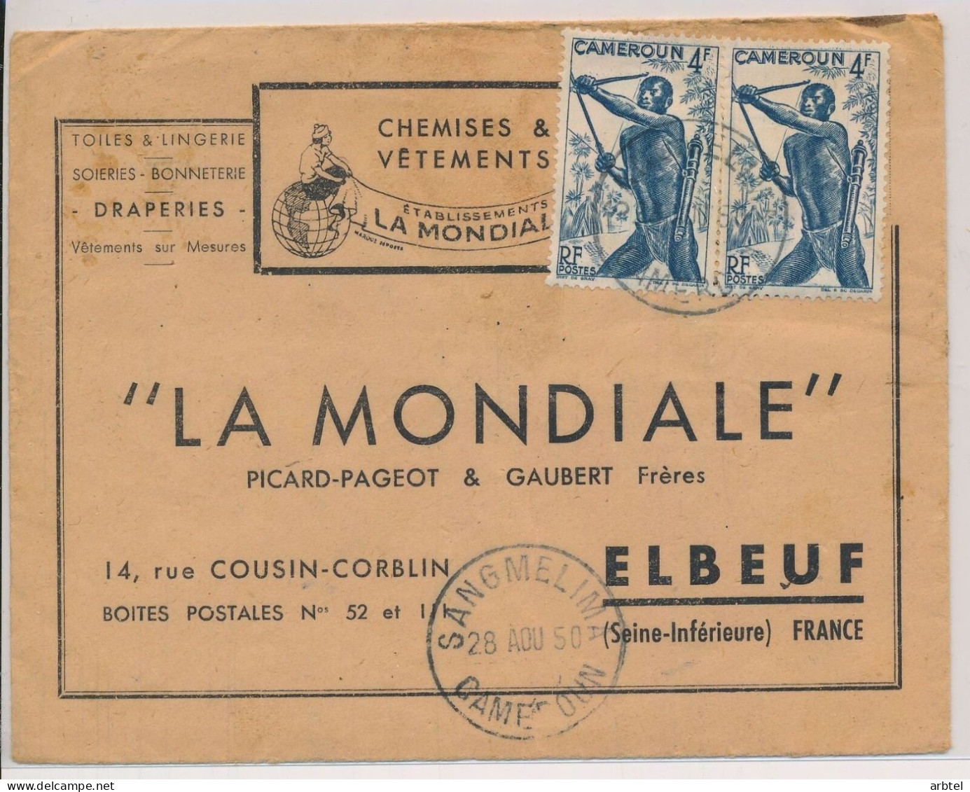CAMEROUN A ELBEUF 1950 SELLO TIRO ARCO ARCHERY CAZA HUNTING - Bogenschiessen