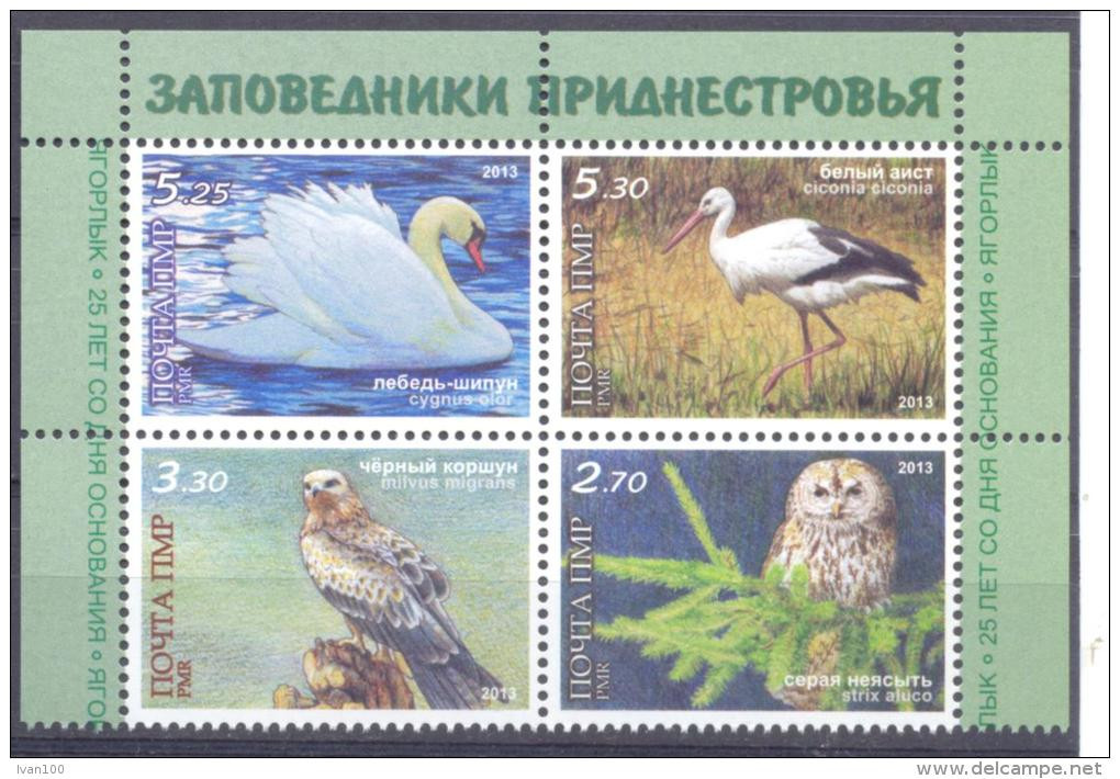 2013  Natural Reserves Of Transnistria, Jagorlyk, Birds, Set Se-tenant, Mint/** - Storks & Long-legged Wading Birds
