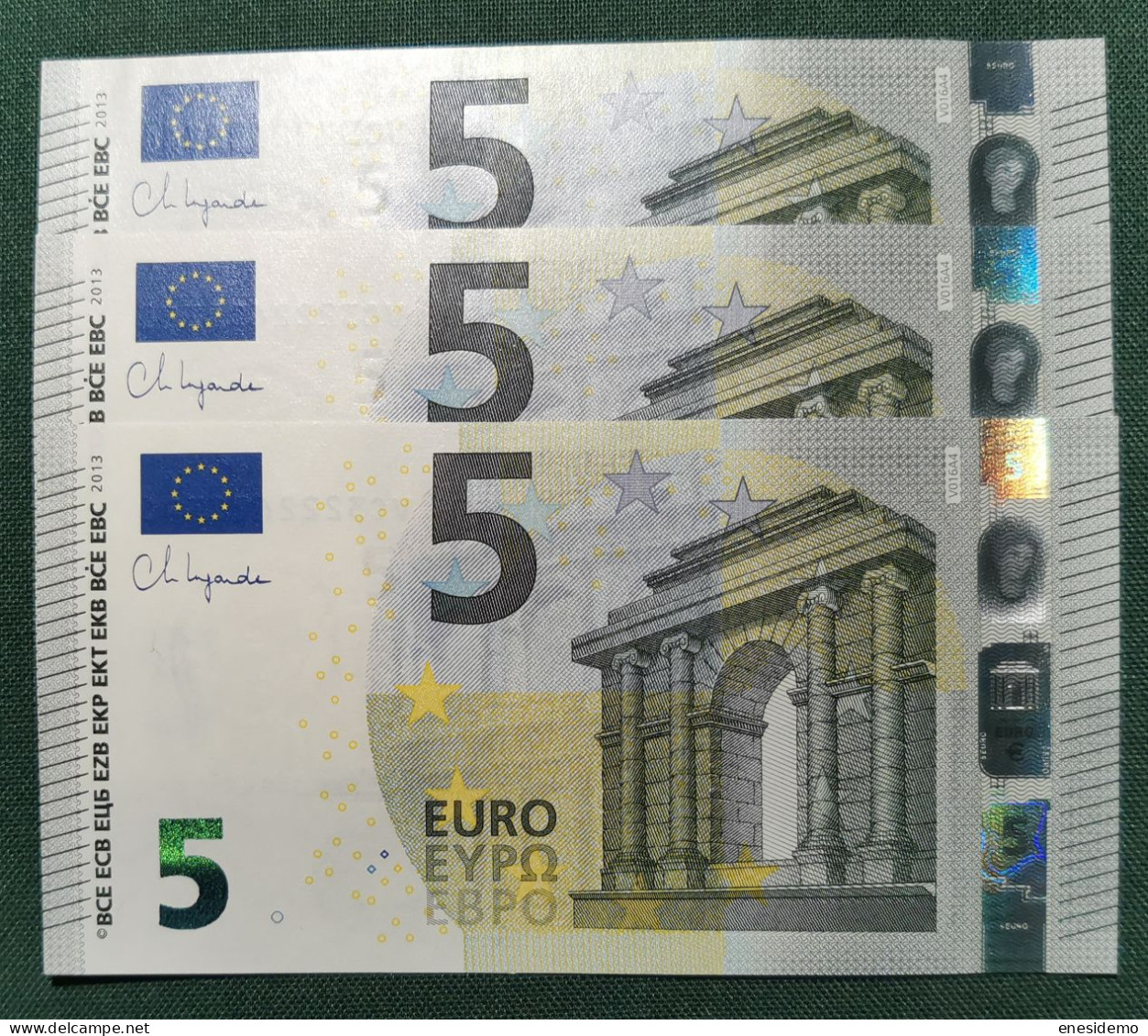 5 EURO SPAIN 2013 LAGARDE V016A4 VC CORRELATIVE TRIO SC FDS UNCIRCULATED PERFECT - 5 Euro